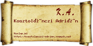 Kosztolánczi Adrián névjegykártya
