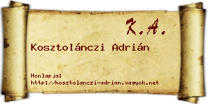 Kosztolánczi Adrián névjegykártya
